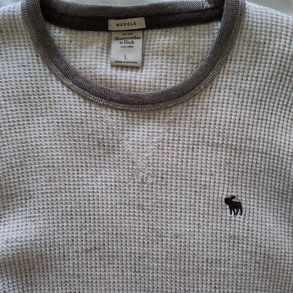Abercrombie & Fitch Muscle Thermal Waffle Knit Long Sleeve T-shirt Large - Picture 2 of 8
